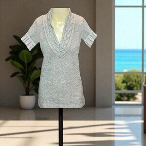 Pandemonium Short Sleeve Cable Knit Pullover Sweater